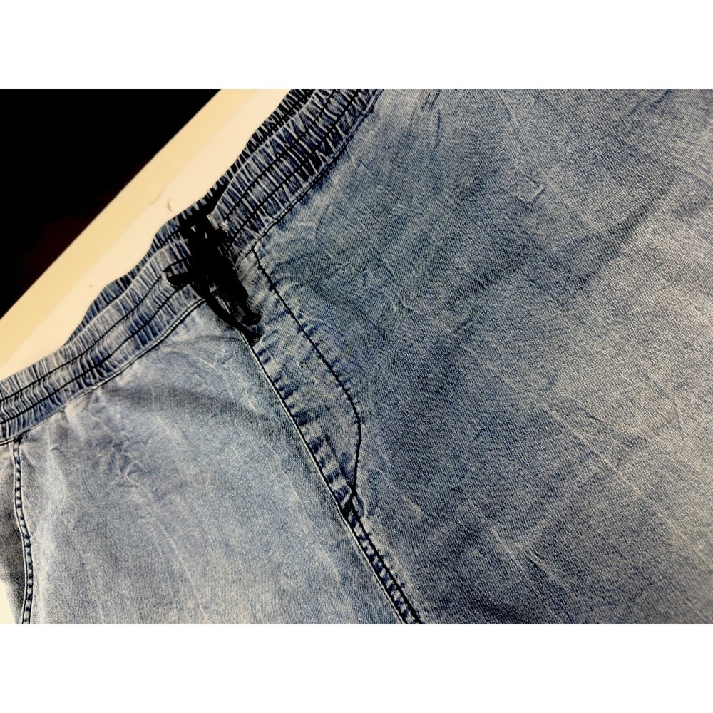 True Religion Jogger Pants Men's Approx 40 Blue Denim Contrast Panel Drawstring - Picture 8 of 16